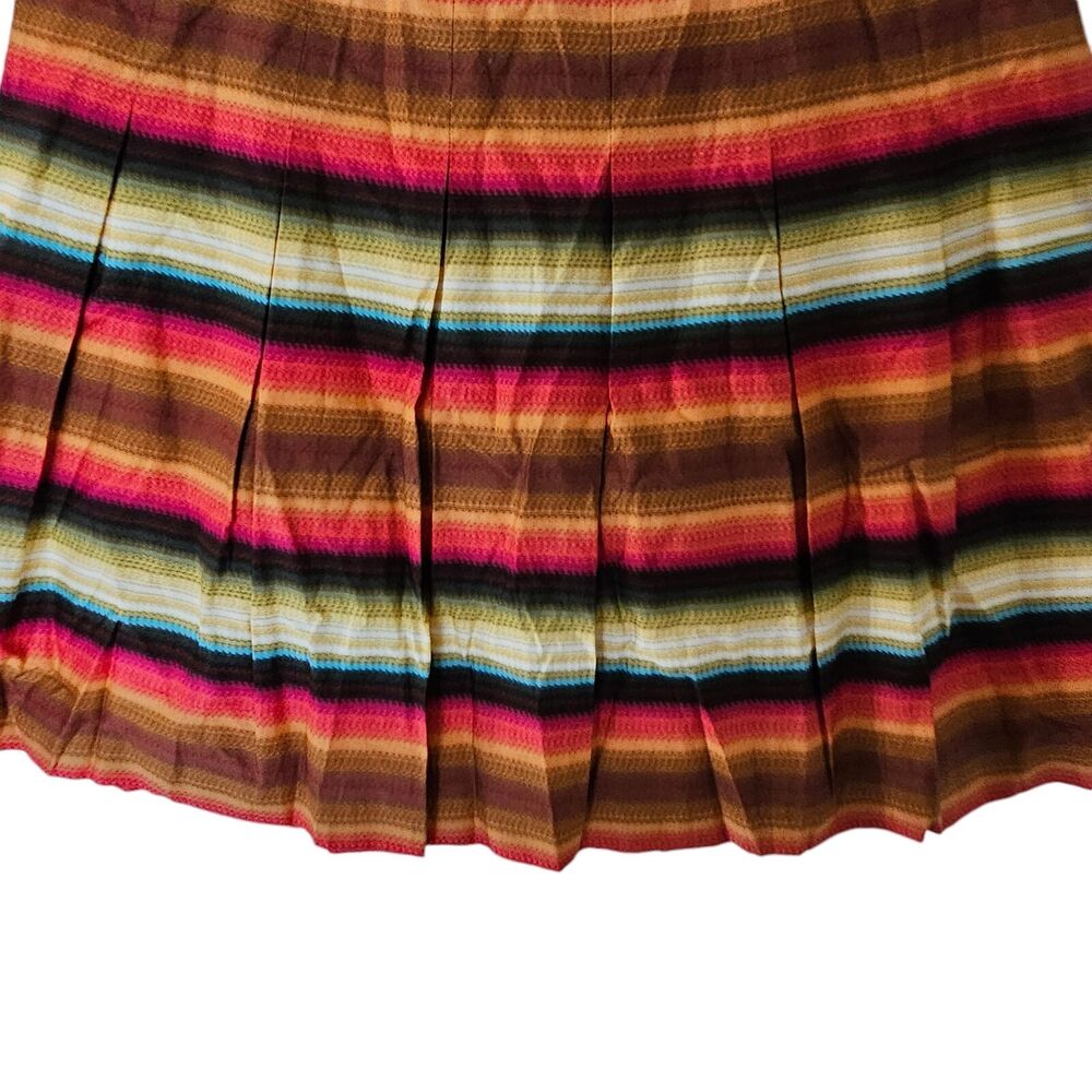 Talbots Pleated Full Skirt‎ Women Petite Size 16P Multicolor Stripe Cotton Lined - Picture 4 of 9